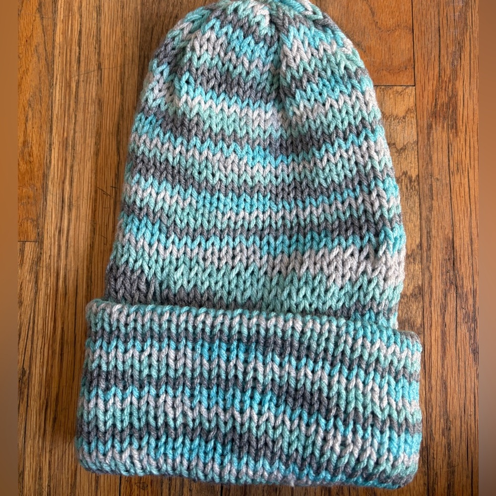 Handmade blue beanie hat